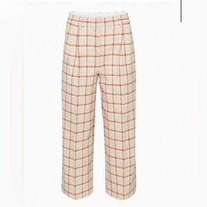 Wilfred | Aritzia plaid effortless pants tailored high rise wide leg size 2